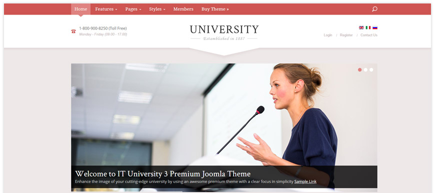 IT University 3 - a premium Joomla template for university or any educational institution