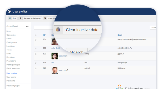admin button for clearing inactive profile data 1