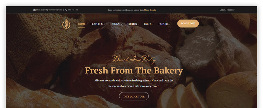 One-page eCommerce solution for a restaurant, bakery, pizza