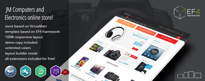 JM Computers and Electronics Store - multipurpose responsive Joomla 3 template with VirtueMart store