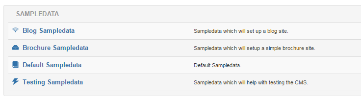 joomla 3.8 sample data list