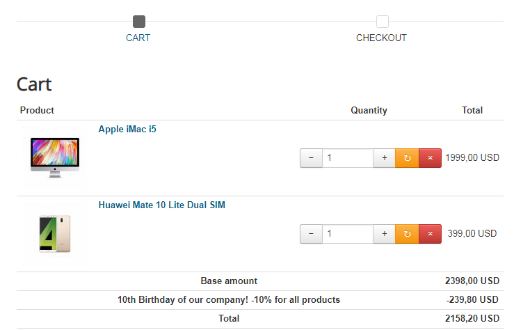 price rule example cart page