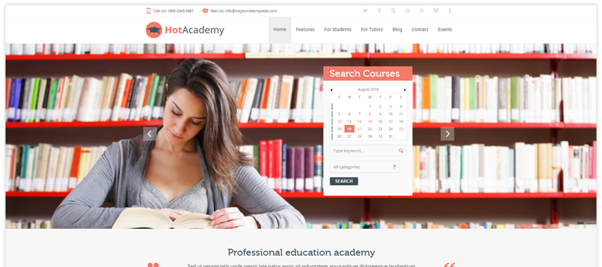 Academy - a Joomla education template that can be used for any kind of educational websites