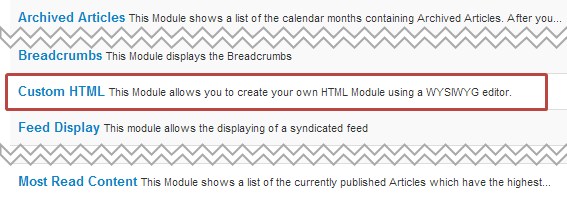 Custom HTML Joomla module