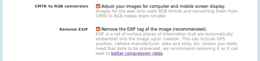 optimization settings for image optimizer for Joomla