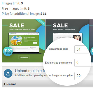 Charge for adding extra images on classifieds website