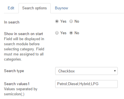 search options for joomla classifieds