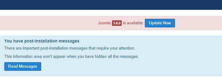 Update Joomla from notification info