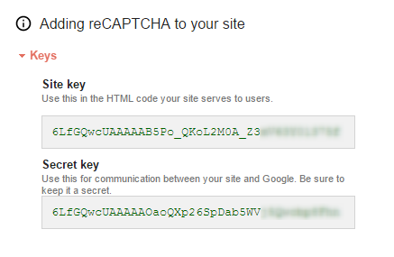 reCaptcha API key