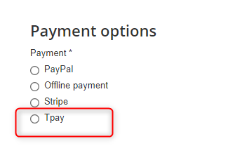 tpay payment method checkout list