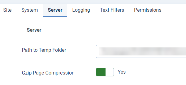 Gzip compression in SEO Joomla settings